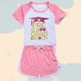 thumbnail image 2 of sususu Girls Outfits 2 piece Graduation Season Printed Short Sleeve Top and Pants Outfit Set for Toddlers and Kids,Pink,6-7 Years, 2 of 4