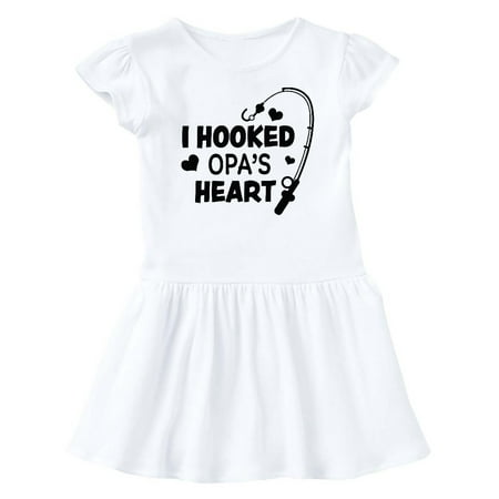 

Inktastic I Hooked Opa s Heart with Fishing Rod Gift Baby Girl Dress