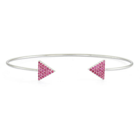 Simulated Ruby Sterling Silver Arrow Bangle