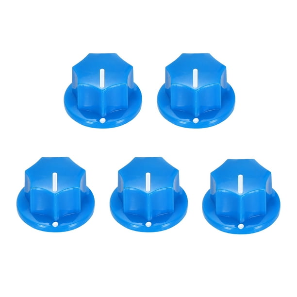Uxcell 5Pcs Perillas de Potenciómetro de ABS y Cobre 1/4" Control de Volumen y Tono Sombrero Alto para Instrumentos de Guitarra Mezclador de Audio Amplificador Azul