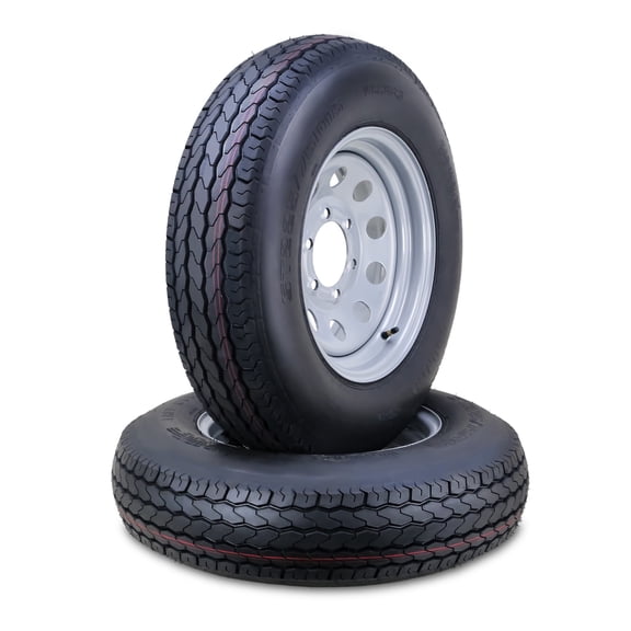 Free Country Trailer Tire Wheel Assembly ST225/75D15 8-Ply D 113L 6 Lug on 5.5" PCD Silver Mod Rim ,SET 2