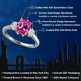 thumbnail image 2 of Gem Stone King 10K Two Tone Gold Pink Created Sapphire and White Zirconia Engagement Ring for Women | 1.50 Cttw | Oval 9X7MM | Gemstone September Birthstone | Size 9, 2 of 6