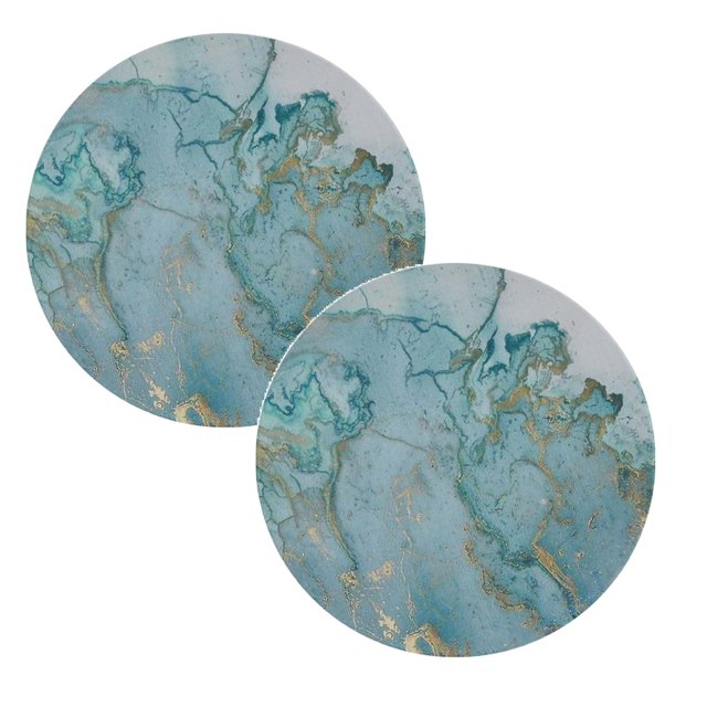Oleegame 2PC Placemat Absorbent Pad Round Ceramics Pad Home Table Tea Cup Heat Insulation Pad