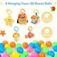 thumbnail image 6 of Baby Play Mat, Caveen 3 in 1 Baby Play Gym Activity Mat, with Hanging Toys and Ocean Balls, for Infants Toddlers, Blue Turtle, 6 of 8