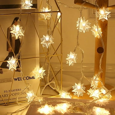 Twinkle Star 1.5M Star String Lights, Plug in Fairy String Lights Waterproof, Extendable for Indoor, Outdoor, Ramadan, Wedding Party, Christmas Tree, New Year, Garden Decoration, Warm White