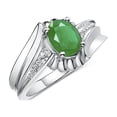 thumbnail image 3 of RYLOS Rings for Women Sterling Silver Swirl Z Ring 7X5MM Oval Gemstone &  Diamond Rings May Emerald Jewelry Size 10, 3 of 7