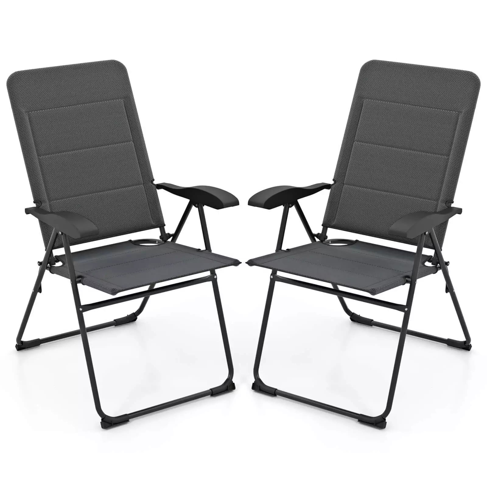 Auranook 2PCS Patio Folding Chairs Back Adjustable Reclining Padded Garden Furniture