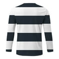 thumbnail image 5 of Wyobmus Mens Striped Tshirt Casual Printing Round Neck Pullover T-Shirt Loose Fit Long Sleeve Tops A-Black, 5 of 5