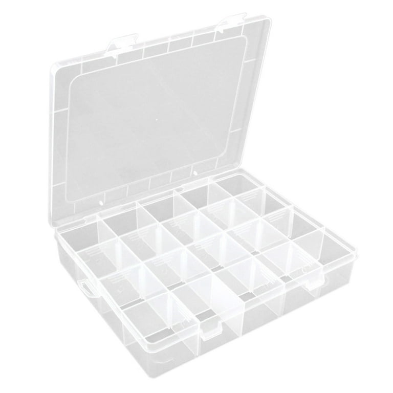 20-Grid Plastic Adjustable Jewelry Organizer Box Storage Container Case  with Removable Dividers (Transparent) 