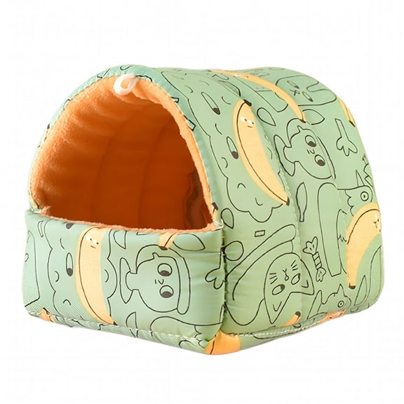 LAMIRO Guinea Pig Bed Cave Cute Cartoon Pattern Soft Skin-Friendly Cozy Hamster House Hideout for Dwarf Rabbits Hedgehog Squirrel Winter Nest Hamster Rats Cage Accessories