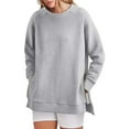 thumbnail image 3 of BKQCNKM Sweatshirt for Women Oversized Sweatshirt for Women's Sweatshirts Long Sleeve Tunic Tops Crew Neck Soft Pullover with Side Zipper Shirt Crewneck Sweatshirts Women, Gray S, 3 of 6