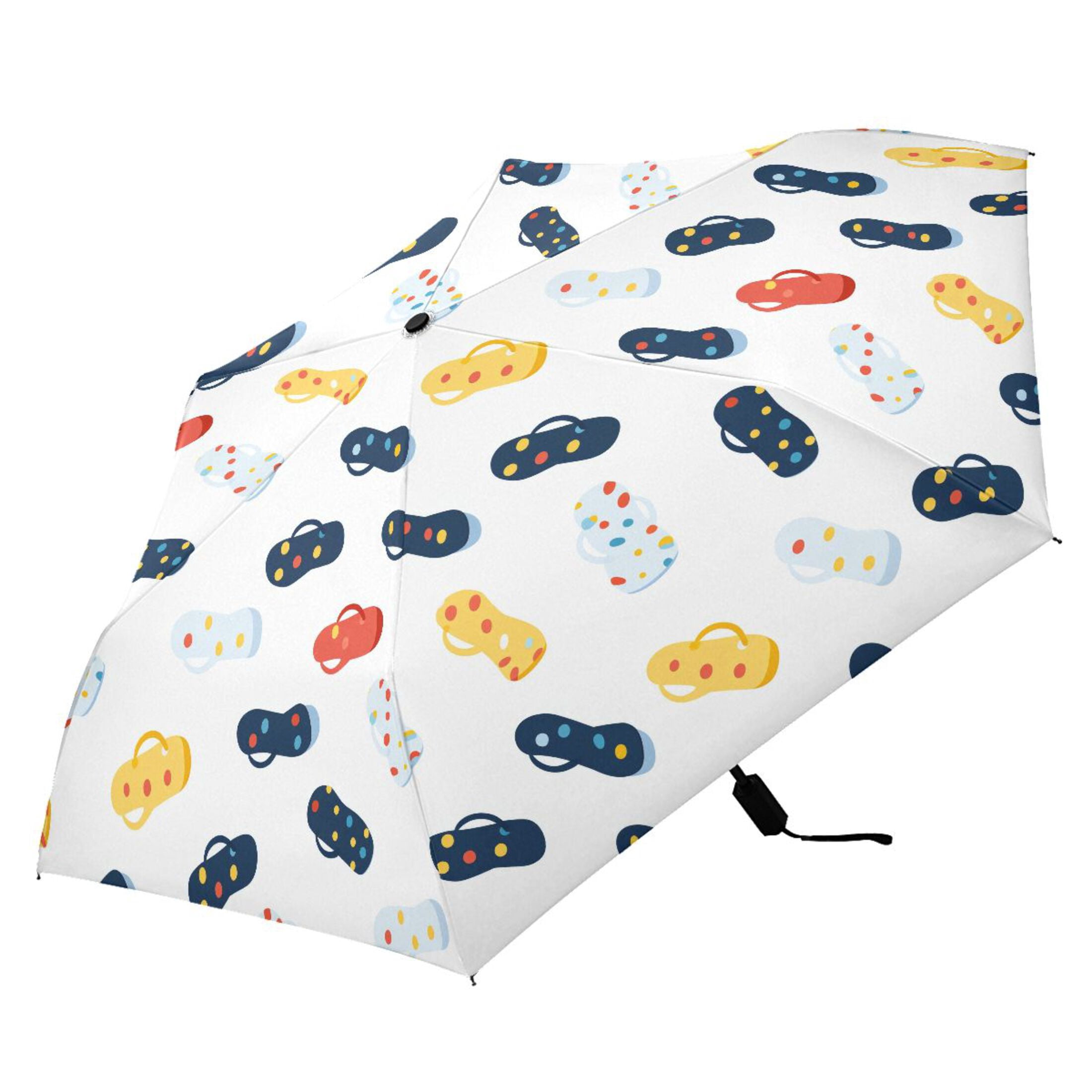 Flip Flop with Dots Compact Sun Umbrella Windproof Travel Umbrellas for Rain Strong Portable UV Protection