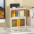 thumbnail image 4 of EARKITY Collapsible Storage Bins with Lid, Stackable Storage Bins, Stationery Storage Box, Plastic Storage Cabinet for Easy Storage and Organization, Folding Storage Boxes for Bedroom Living Room, 4 of 7
