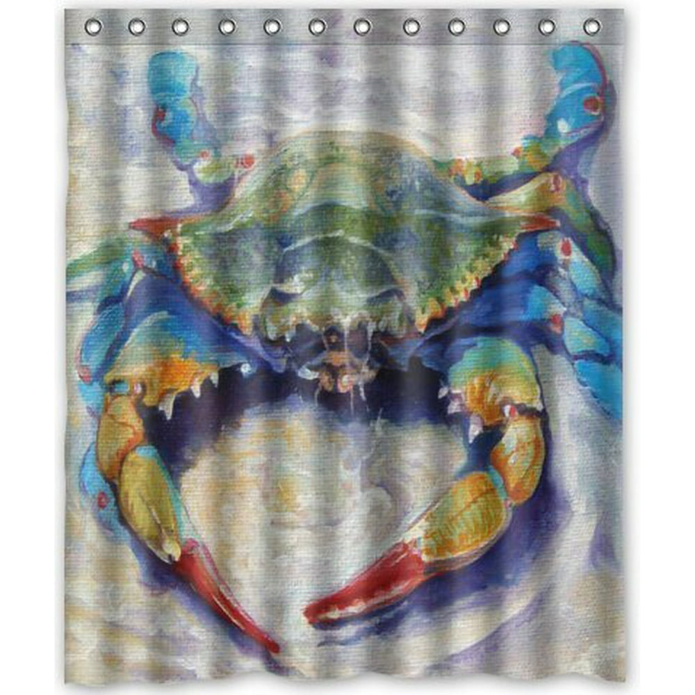 GreenDecor Crab Big Crab Special Waterproof Shower Curtain Set with