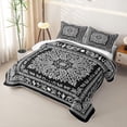 thumbnail image 3 of jejeloiu Retro Vintage Floral Bed Spread Queen For Men Women,Western Pattern Queen Coverlet Set,Black White,3-Piece, 3 of 7