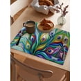 thumbnail image 6 of Peacock Feathers Colorful Gradient Placemats Set of 4,Wipeable Washable Table Mats for Dining Tables,Vibrant Abstract Art Place Mats for Kitchen Event Party Tabletop Decor, 6 of 7
