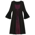 thumbnail image 5 of TiaoBug Girls Medieval Renaissance Dress Long Sleeve Lace-Up Halloween Gothic Victorian Corset Dress Burgundy 12, 5 of 7
