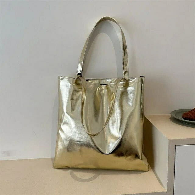 LHSHID Women Crossbody Bag Luxury Designer PU Shoulder Bag Solid Color Glossy Patent Leather Simple Female Commuter Handbag Shopper Bag