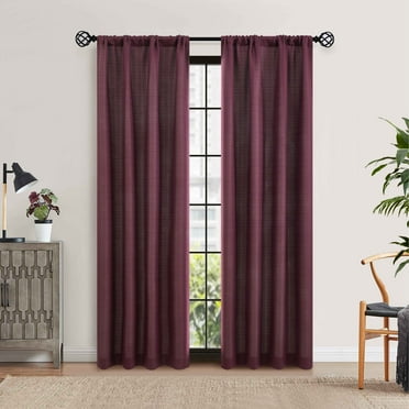 Mainstays Southport Textured Curtain Panel Pair, Set of 2, Burgundy, 40"W x 84"L