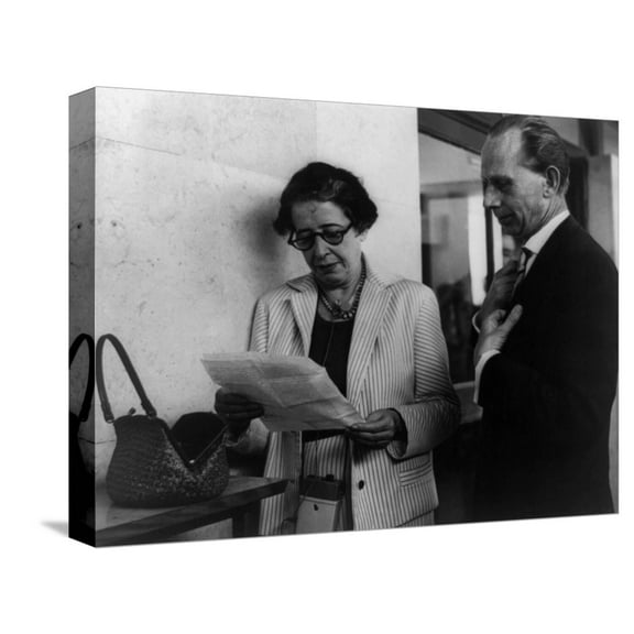 Art.com Hannah Arendt with a Fellow Reporter Stretched Canvas Print Wall Art, 16" x 12"