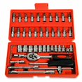 thumbnail image 1 of 46-Pcs 1- 4" Screwdriver Drive Socket & Bits Set | Combination With Reversible Ratchet Wrench, Spinner Handle & Extension Bar | Chrome Vanadium Steel, Durable & Reliable, Repair Tools, 1 of 5