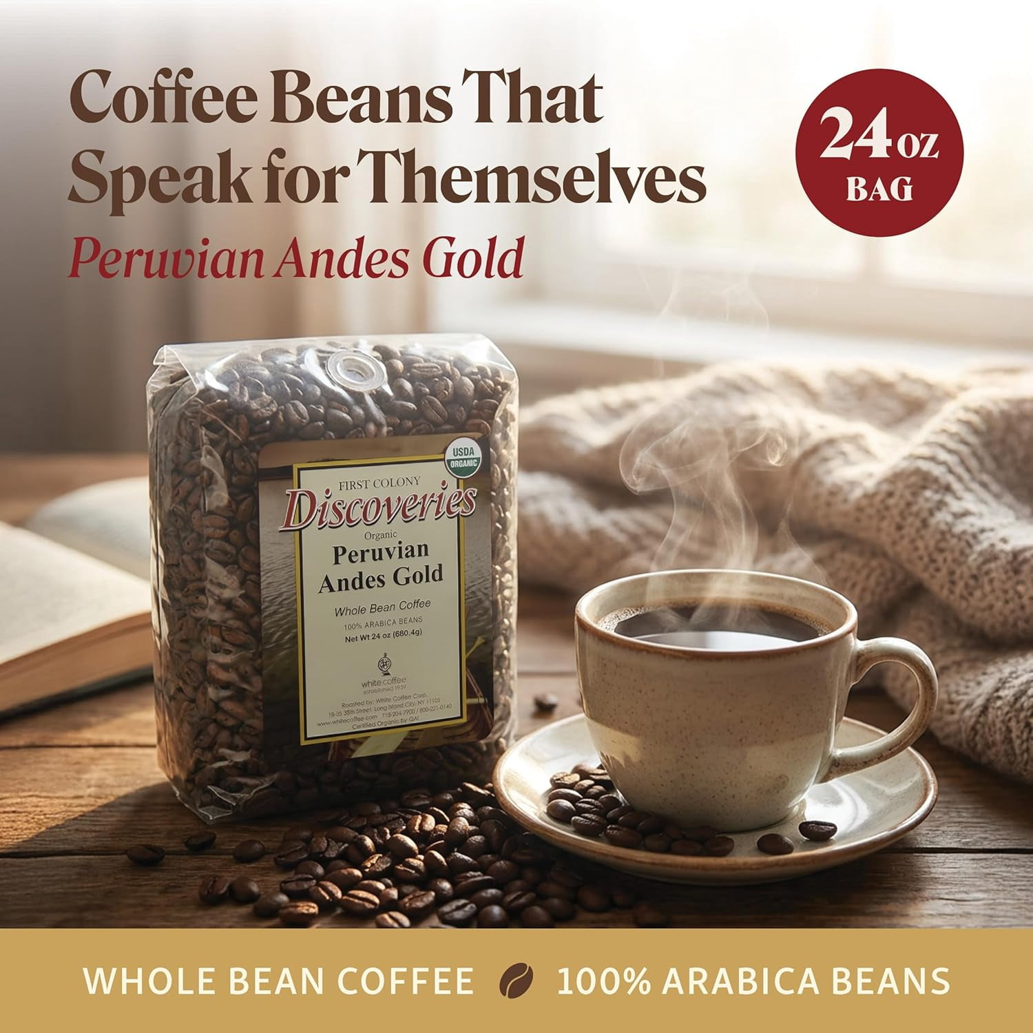 First Colony Coffee Peruvian Andes Gold Whole Bean Coffee - 24 Ounce