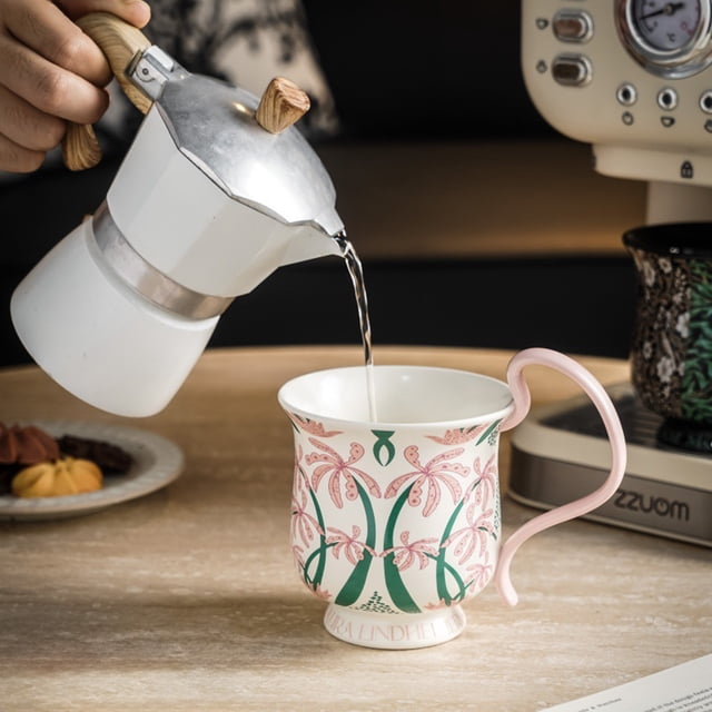 Taza de café de cerámica con diseño floral vintage, regalo para el hogar, taza de desayuno, taza de cerámica de 350 ml con diseño de bosque de orquídeas
