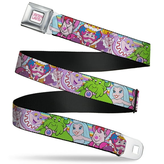 Hasbro Belt, Seatbelt Buckle Belt, Candy Land Character Lineup Stripe Multi Color, 30 to 44 Inches