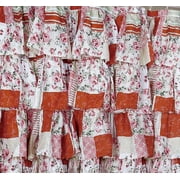 Spring Home Patchwork ruffle Fabric shower curtain multi color Red