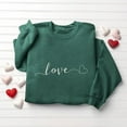 thumbnail image 4 of Womens Love Sweatshirt Green - Oversized Valentine's Day Crewneck with Embroidered Heart Design, Soft Fleece Romantic Pullover Gift for Her,Size L, 4 of 6