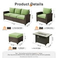 thumbnail image 2 of Vcatnet Outdoor Patio Furniture Sets with 42" Gas Propane Fire Pit Table 6 Pieces All Weather Sectional Sofa PE Rattan Wicker High Back Conversation Set with Ottoman,Green, 2 of 9