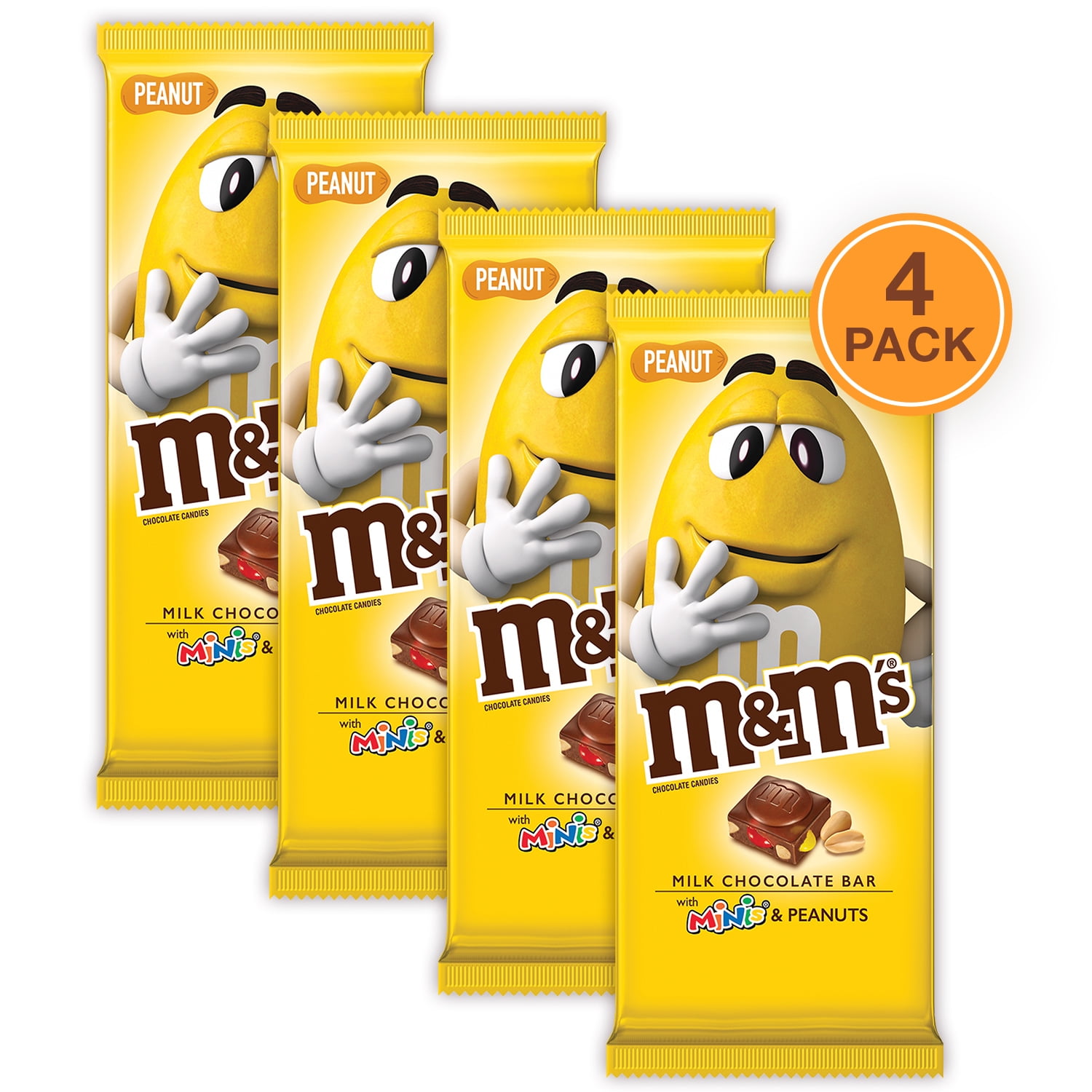 M&M'S Milk Chocolate Bar with MINIS & Peanuts, full size candy bar, 3.9