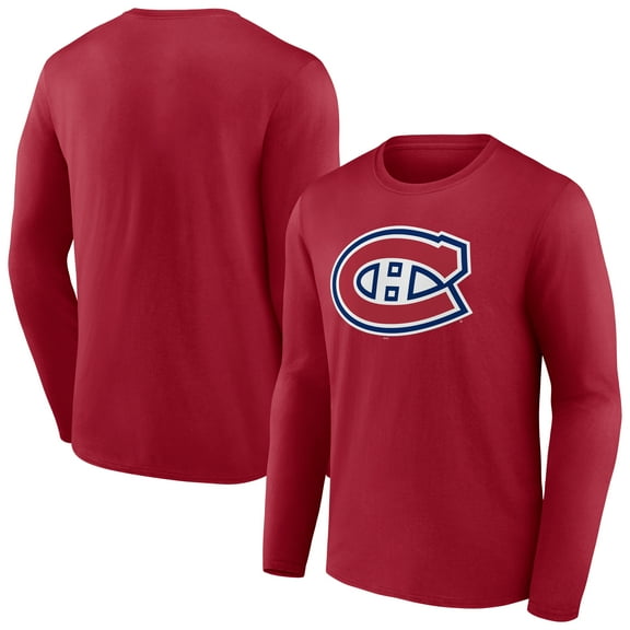 Men's Red Montreal Canadiens Primary Logo Long Sleeve T-Shirt