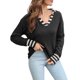 thumbnail image 1 of Gibobby Suéter de Cuello en V para Mujer, Suéteres de otoño para mujer, a rayas a la moda 2023, con cuello grande, túnica de punto(Negro,M), 1 of 5