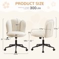 thumbnail image 4 of Furniliving Modern Upholstered Home Office Chair with Cloud Shaped Backrest, Cute Armless Vanity Chair, 360° Swivel Height Adjustable Desk Chair, Computer Task Chair for Bedroom, White, 4 of 11