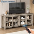 thumbnail image 3 of TV Stand for 65 Inch Entertainment Center with Storage Cabinet and 4 Sliding Glass Doors Mid Century Modern Media TV Console Table for Living Room Bedroom Grey, 3 of 8