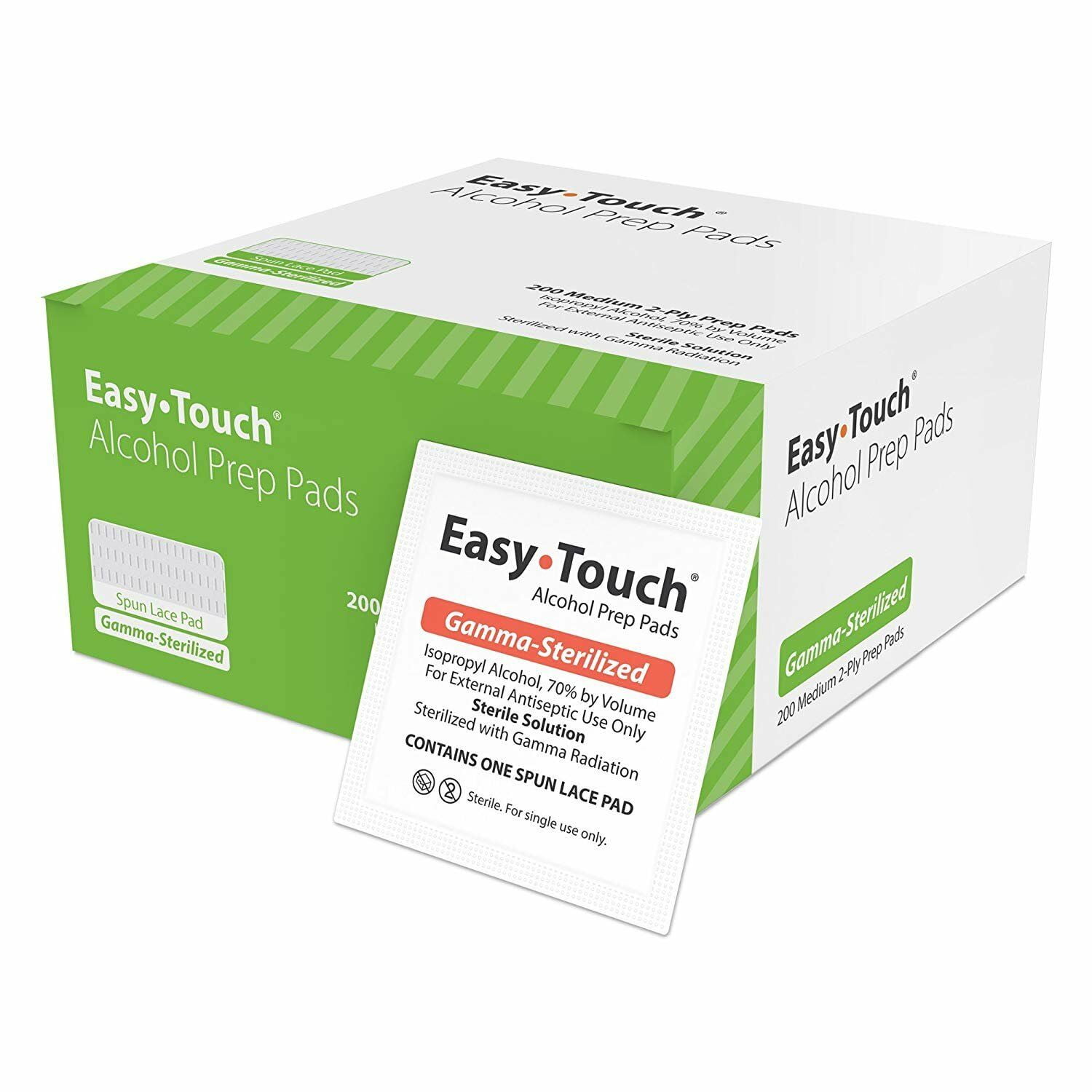 EasyTouch  Alcohol 2-Ply Preps Gamma-Sterilized Sterile Pads, Medium, 200ct