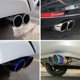 thumbnail image 5 of Extremos universales del tubo de escape de 63 mm Puntas del silenciador de escape Cola del silenciador del coche de acero inoxidable Doble curva de salida Plata, 5 of 5