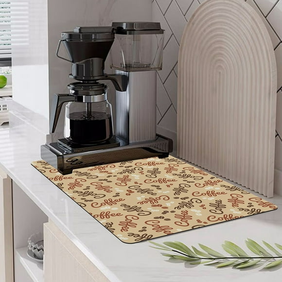 Lubelski Machine à Café Mat Absorbant Vaisselle Séchage Mat Longue Durée Multi-Usage Antidérapant Tapis de Table pour la Maison Cuisine Comptoir