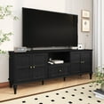 thumbnail image 5 of HLR Mid Century 67" TV Stand, for TVs up to 75", Living Room Entertainment Center with 4 Door Storage Cabinet, Black, 5 of 7