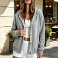 thumbnail image 2 of Button up Hooded Sweatshirt for Women, Soft Fleece Hoodie Jackets with Pockets, Fall Winter Casual Long Sleeve Lightweight Hoodies Outerwear , L, 2 of 5