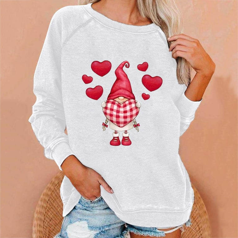 Amtdh Womens Shirts Oversized Tops for Girls Y2K Clothes Raglan Valentine's  Day Print Tee Shirts Gifts for Girlfriends Casual Sweatshirts Crewneck Long  Sleeve Shirts for Women White XXL 