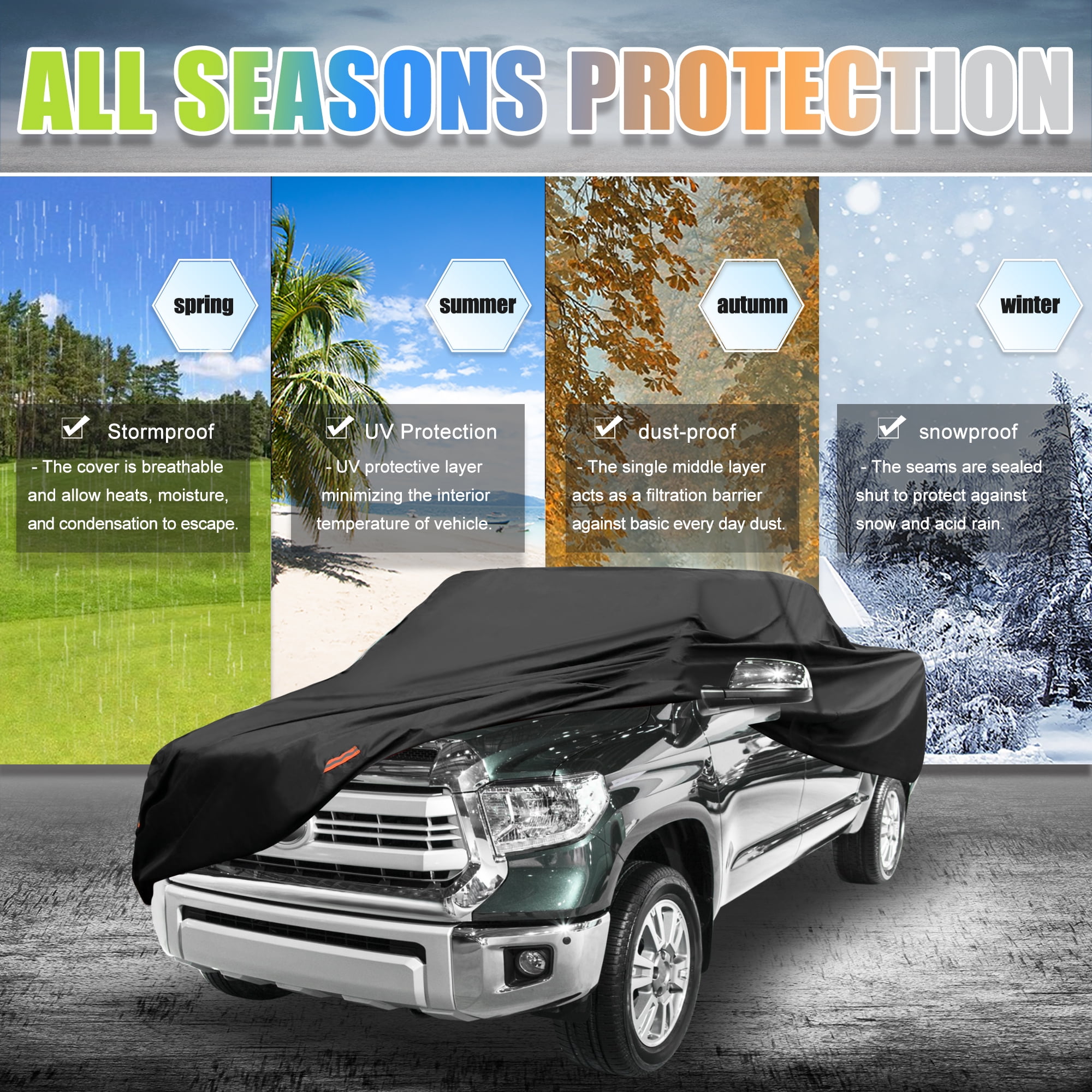 Unique Bargains Pickup Truck Cover for Toyota Tacoma Crew Cab Pickup 4-Door Waterproof