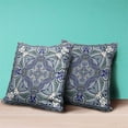 thumbnail image 3 of Lotus Garden Throw Pillow in Gray Blue White 18x18, 3 of 4