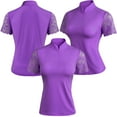 thumbnail image 3 of Women's Polo Shirt Short Sleeve with Chic Lace, 3 of 7