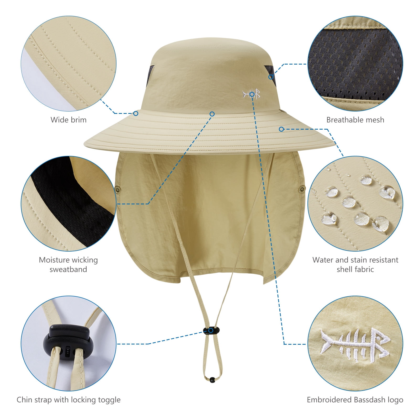 Men’s UPF 50+ Sun Hat with Face Cover & Neck Flap FH09