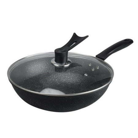 

Frying Pan with Lid Non-Stick Granite Small Frying Pan Wok Multifunctional Easy to Clean for Kitchen 34 Single Pot