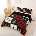 thumbnail image 2 of Catabedysis Geometric Grid Camping Full Size Comforter Sets,Happy Camping Patchwork Print Bedding Comforter Set For Boys,Multicolor,Black Reversible,3-Piece,1 Comforter and 2 Pillowcases, 2 of 7