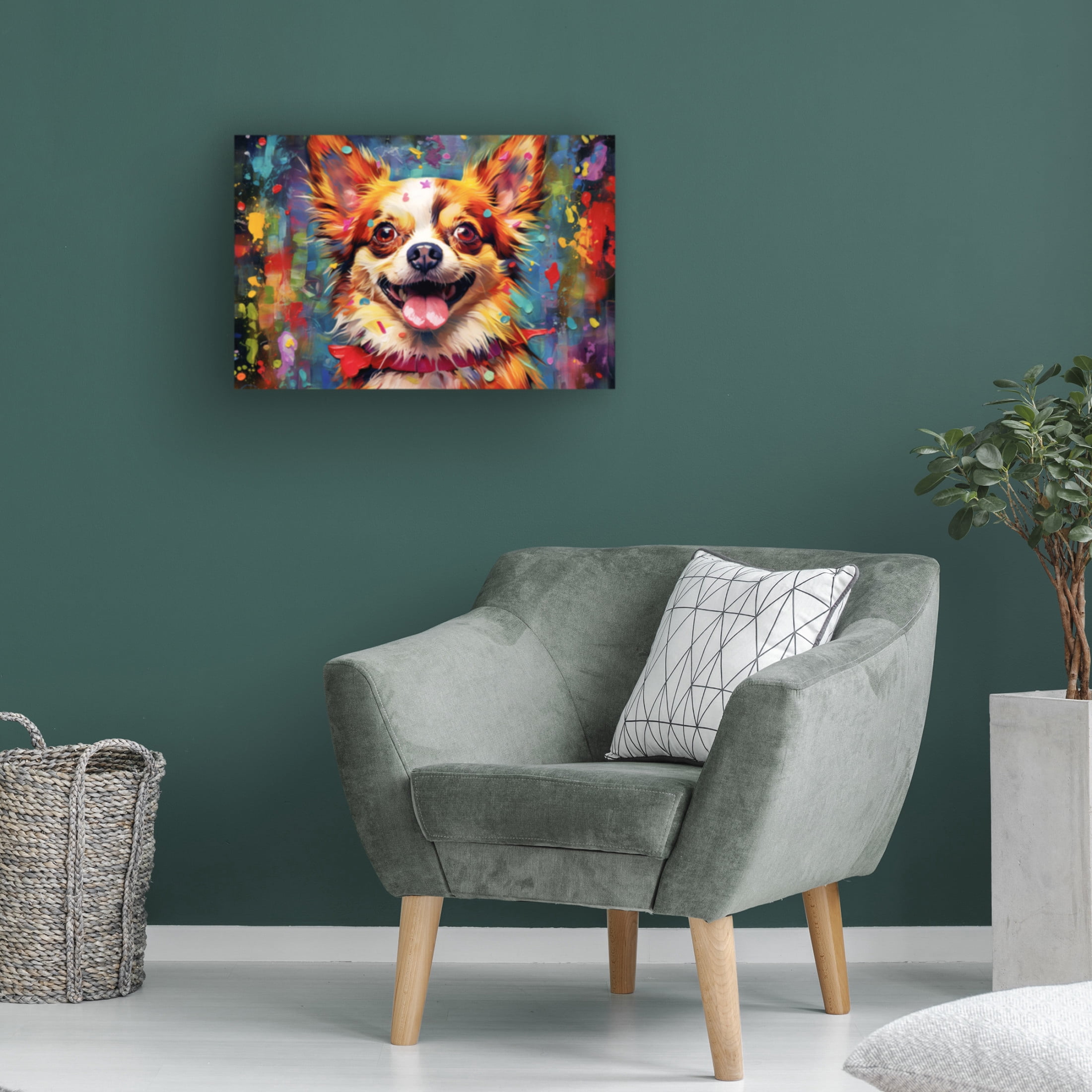 Canvas Wall Art - Ray Heere 'Happy Dog 5' Wall Art for Living Room, Bedroom, or Office Décor by Trademark Fine Art - 47 x 30 Inches