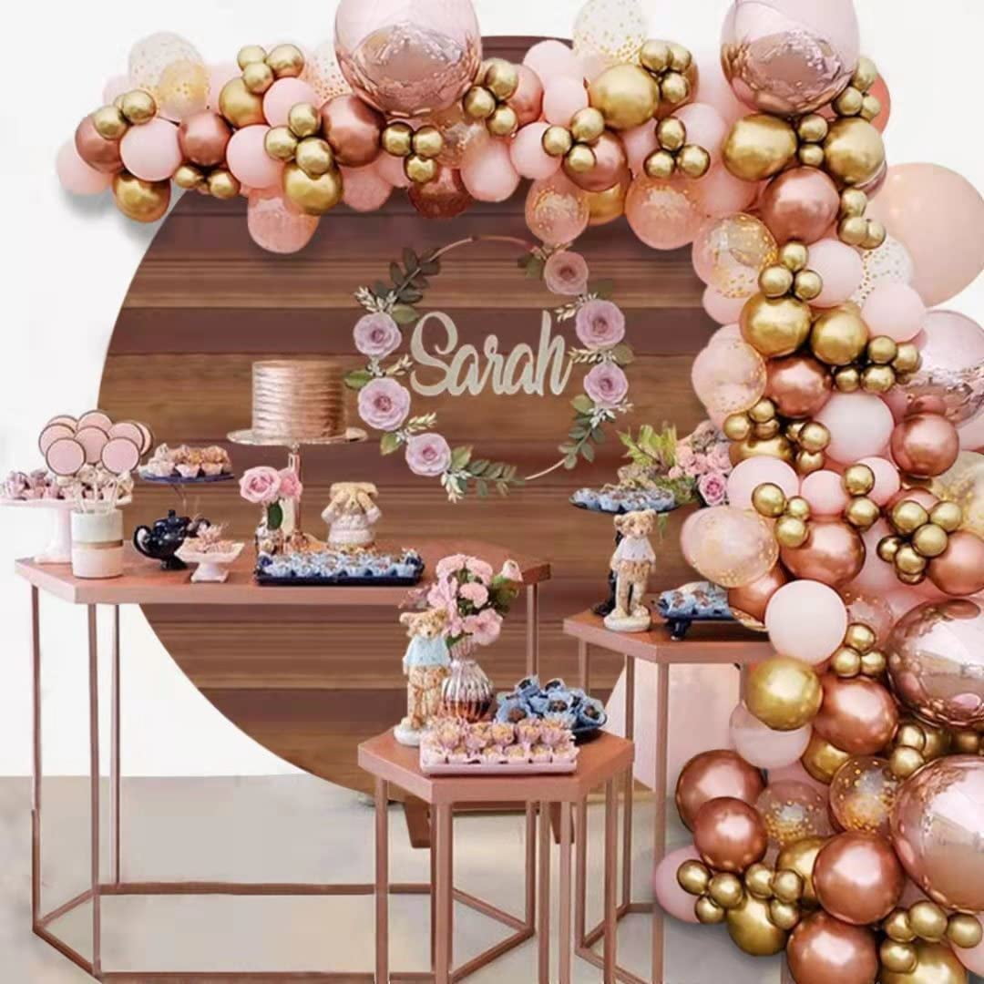 Balloon Garland Arch Kit 150pcs Rose Gold, Golden, Pink and Confetti Balloons Set for Birthday Backdrop Girl Baby Shower Wedding Graduation Bridal Shower Party Decorations